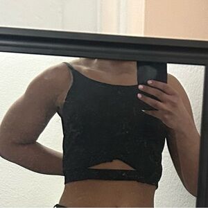 Black Cutout Crop Top